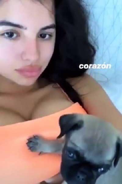 Mati Marroni with her pet dog Corazon