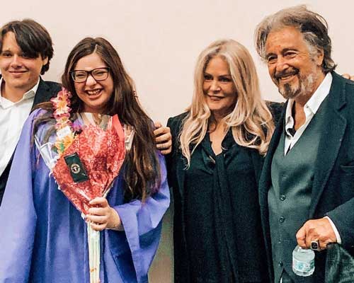 Anton James Pacino with his parents and twin sister