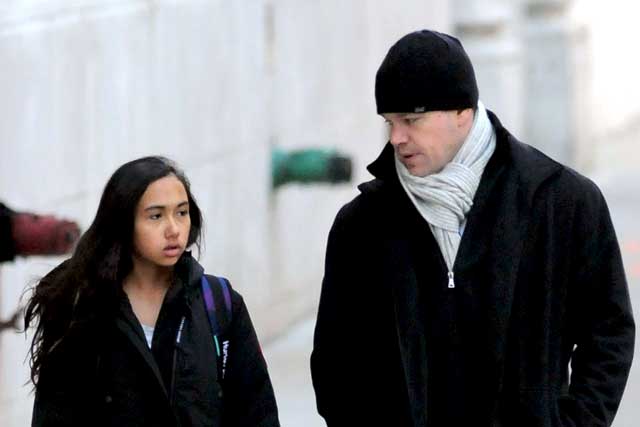 Alexia Barroso with her step father Matt Damon