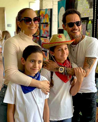 Maximilian David Muniz with his parents Jennifer Lopez, Marc Anthony and twin sister Emme