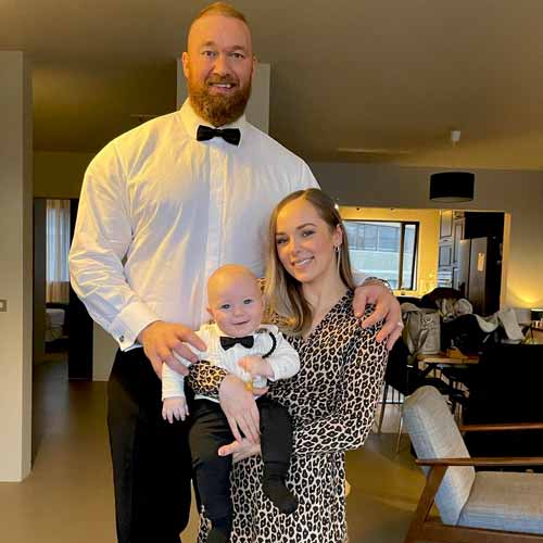 Kelsey Henson with her husband Hafthor Bjornsson and son Stormur Magni Hafthorsson